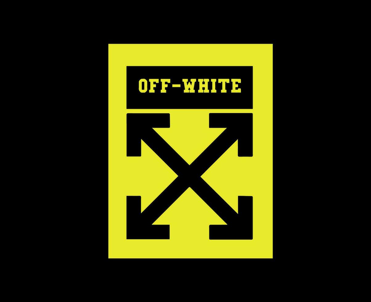 Off-White Logo With Name Yellow Symbol Clothes Design Icon Abstract Vector Illustration With Black Background