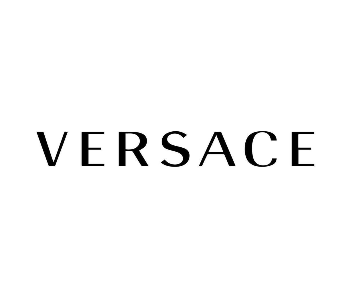 Versace marca logo nombre negro símbolo ropa diseño icono resumen vector ilustración