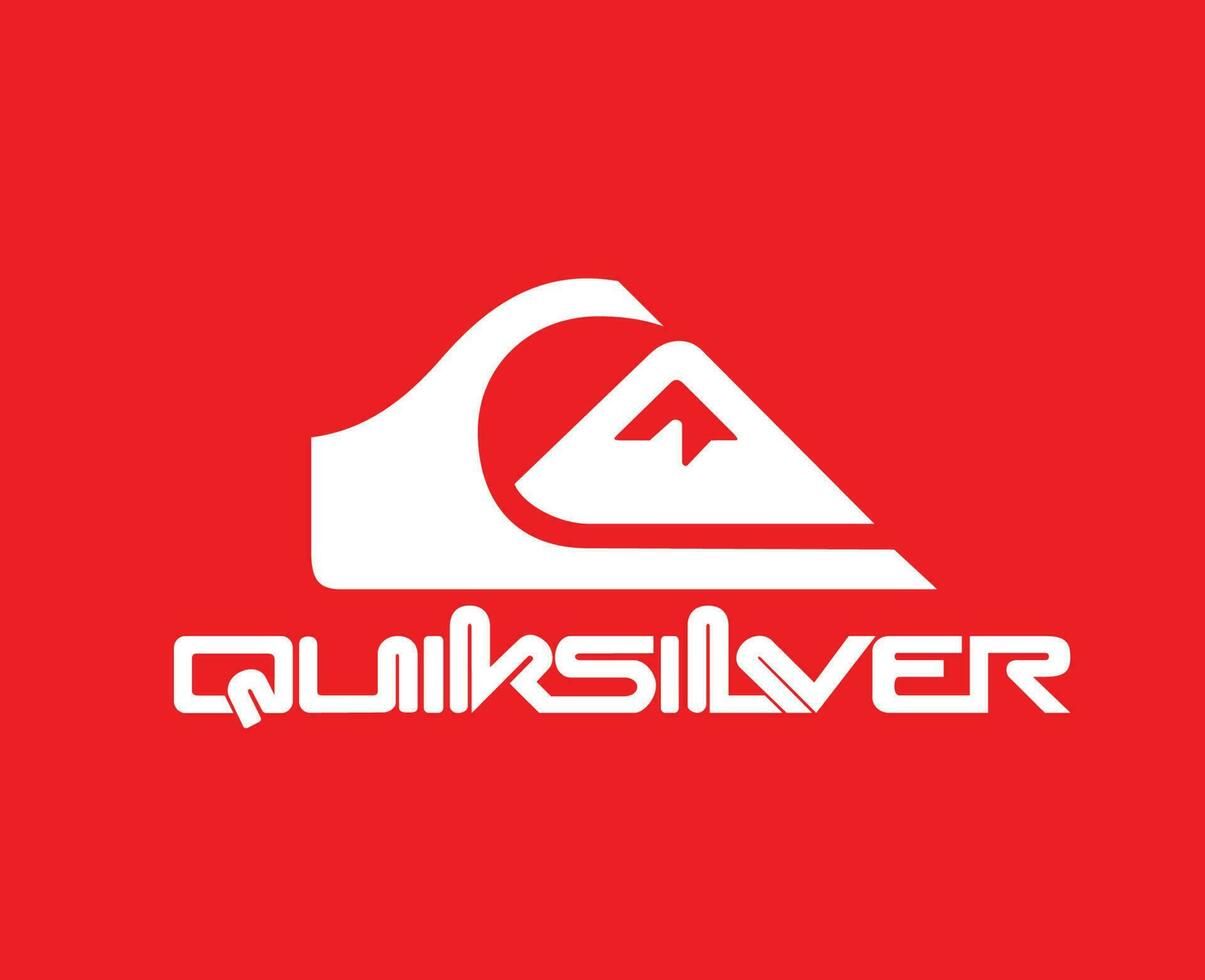 Quiksilver marca logo con nombre blanco símbolo ropa diseño icono resumen vector ilustración con rojo antecedentes