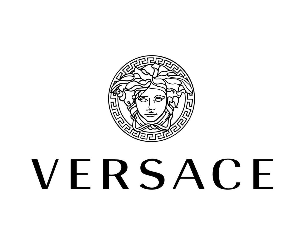 Versace marca logo con nombre negro símbolo ropa diseño icono resumen vector ilustración