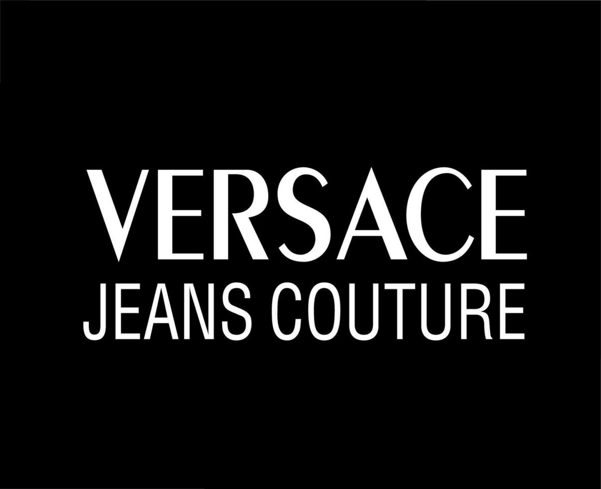 Versace Jeans Couture Brand Symbol White Logo Clothes Design Icon Abstract Vector Illustration With Black Background