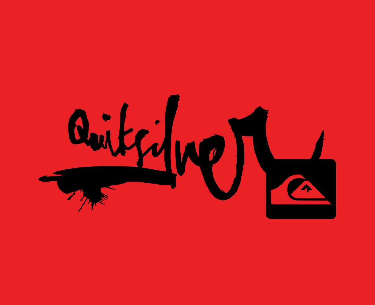 Quiksilver Symbol Brand Black Logo Clothes Design Icon Abstract Vector Illustration With Red Background