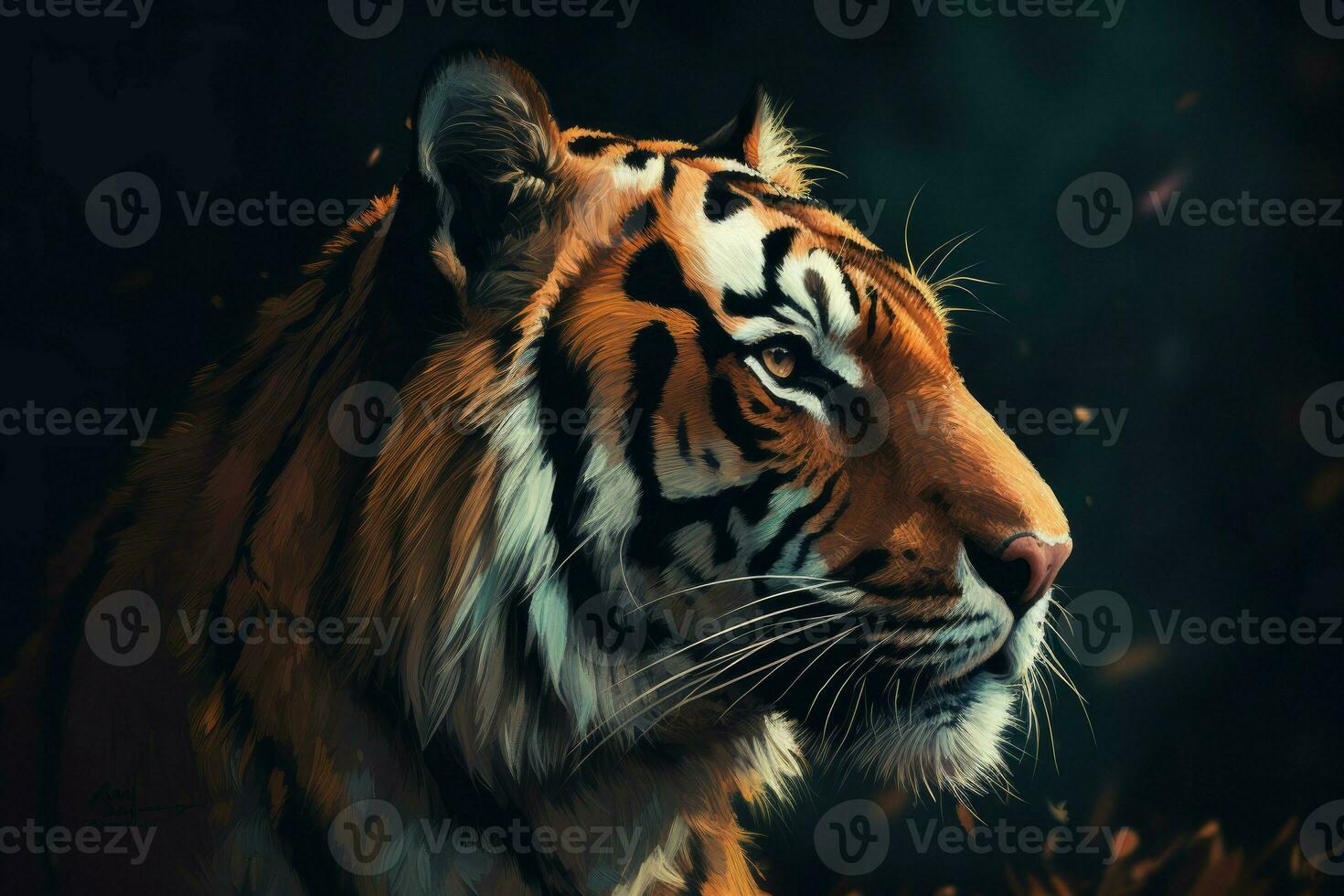 Tiger head closeup cinematic. Generate Ai photo