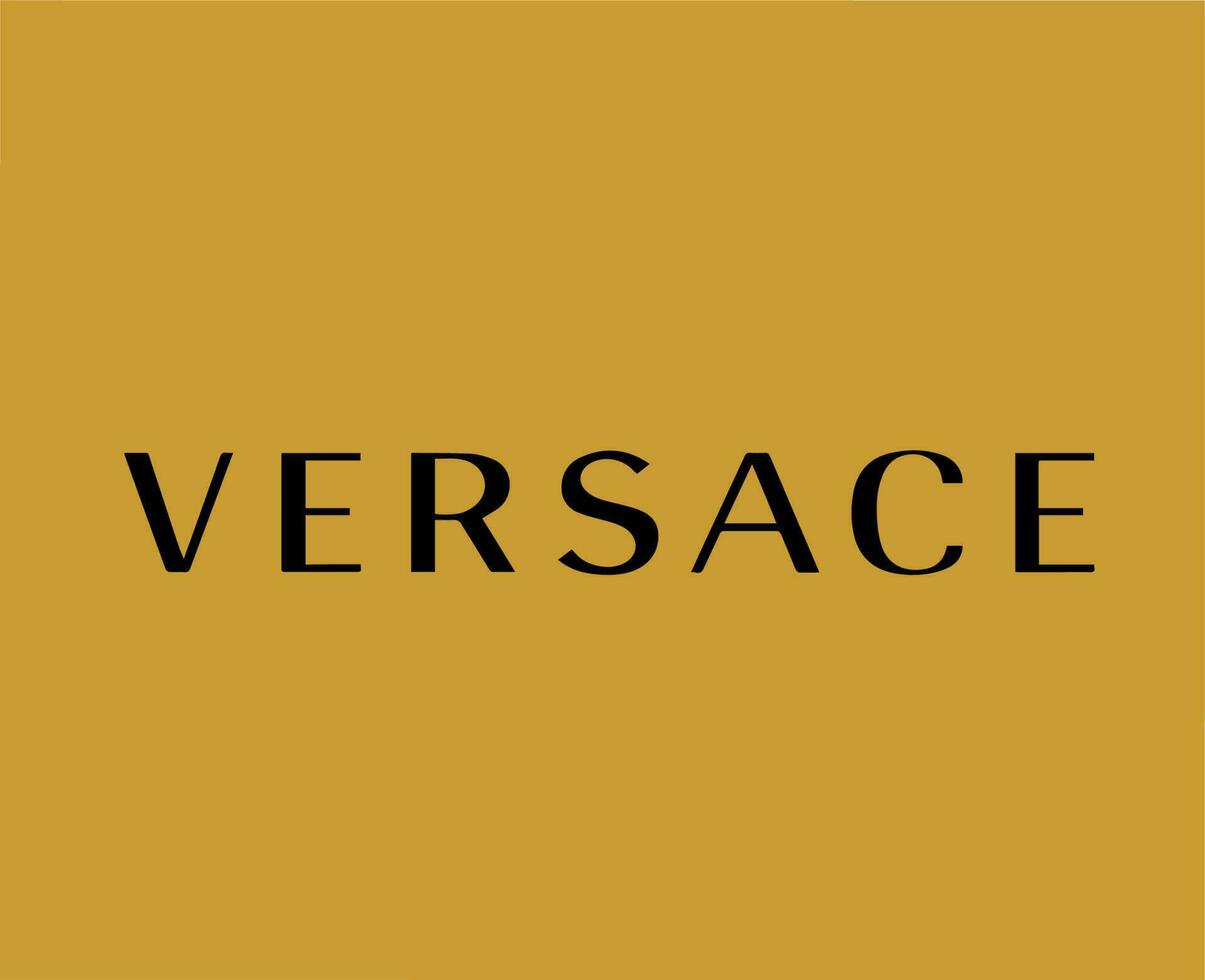 Versace Brand Logo Name Black Symbol Clothes Design Icon Abstract Vector Illustration With Brown Background