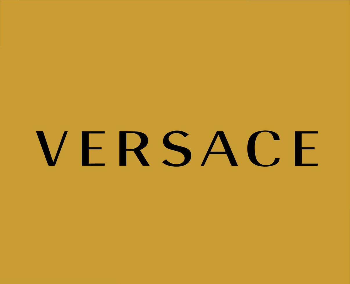 Versace marca logo nombre negro símbolo ropa diseño icono resumen vector ilustración con marrón antecedentes