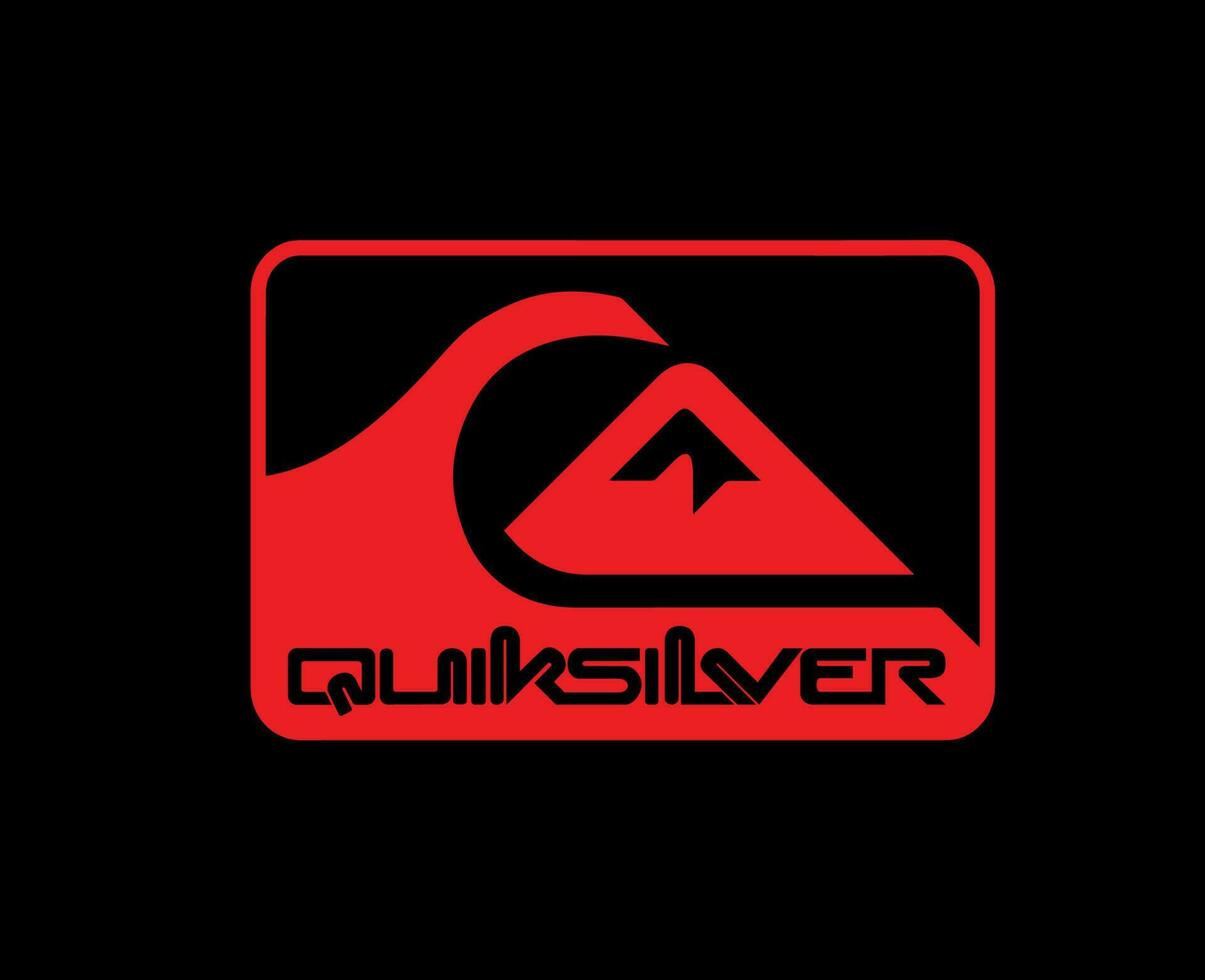 Quiksilver símbolo marca ropa logo con nombre rojo diseño icono resumen vector ilustración con negro antecedentes