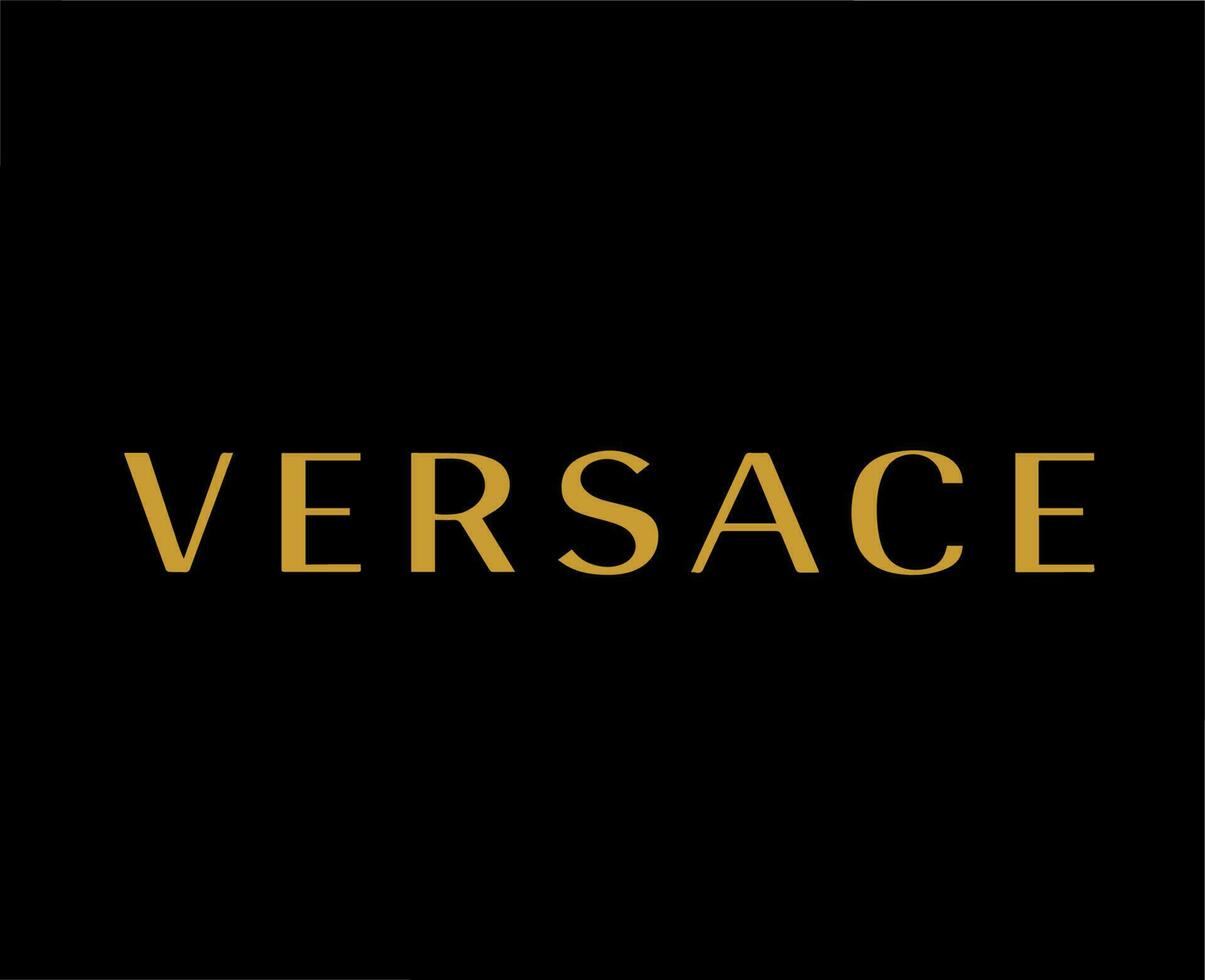 Versace marca logo nombre marrón símbolo ropa diseño icono resumen vector ilustración con negro antecedentes