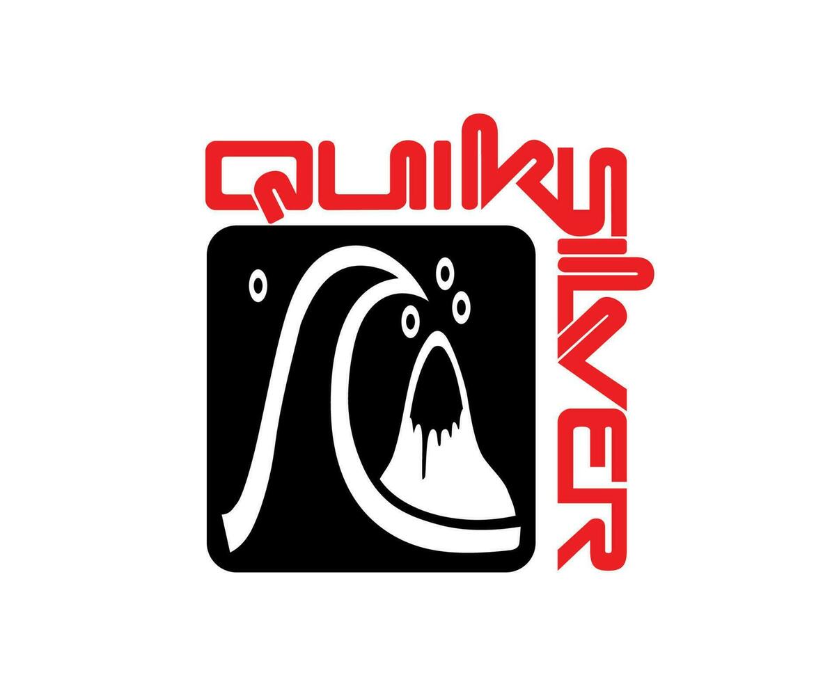 Quiksilver símbolo marca con nombre negro y rojo logo ropa diseño icono resumen vector ilustración