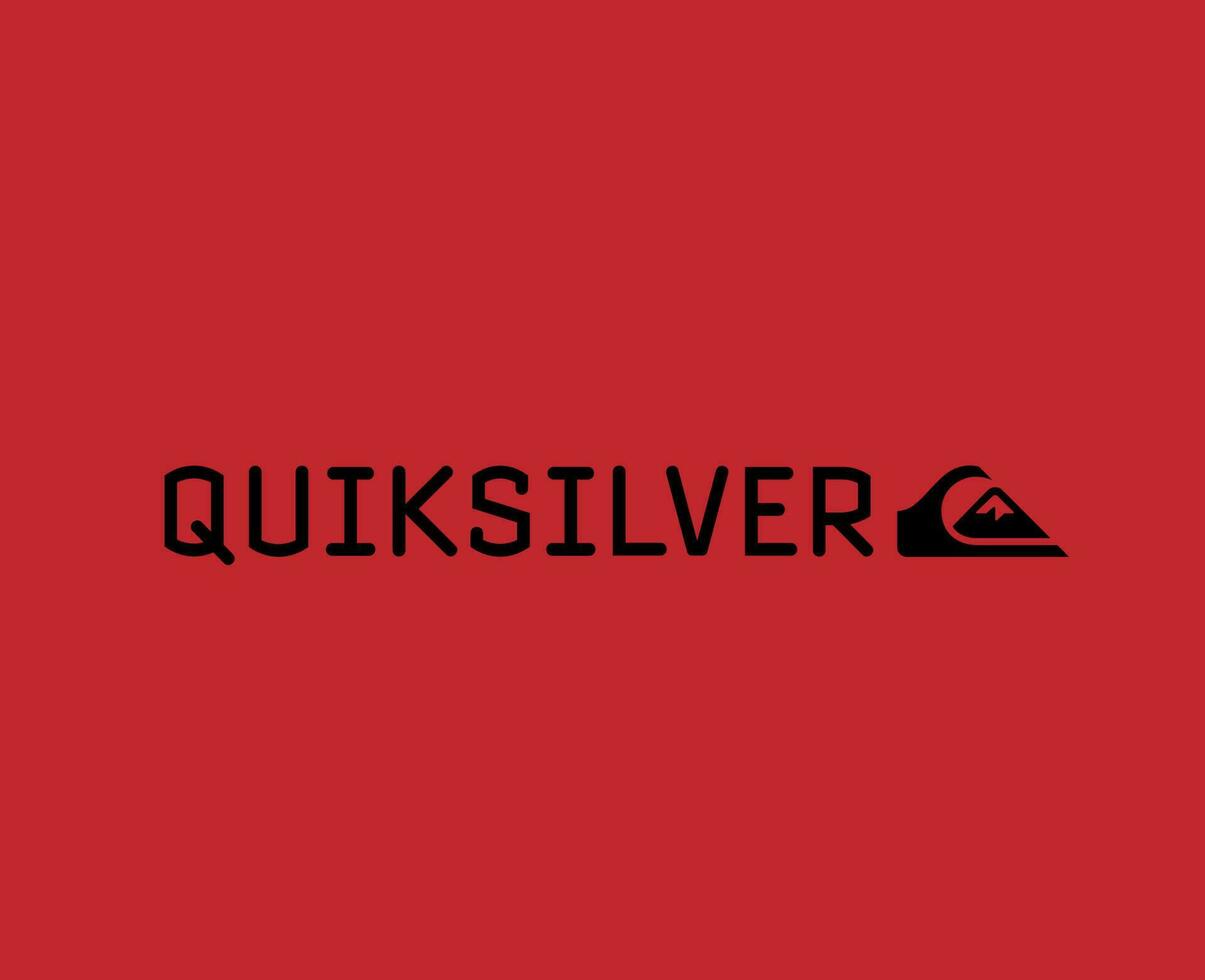 Quiksilver Symbol Brand Clothes With Name Black Logo Design Icon Abstract Vector Illustration With Red Background