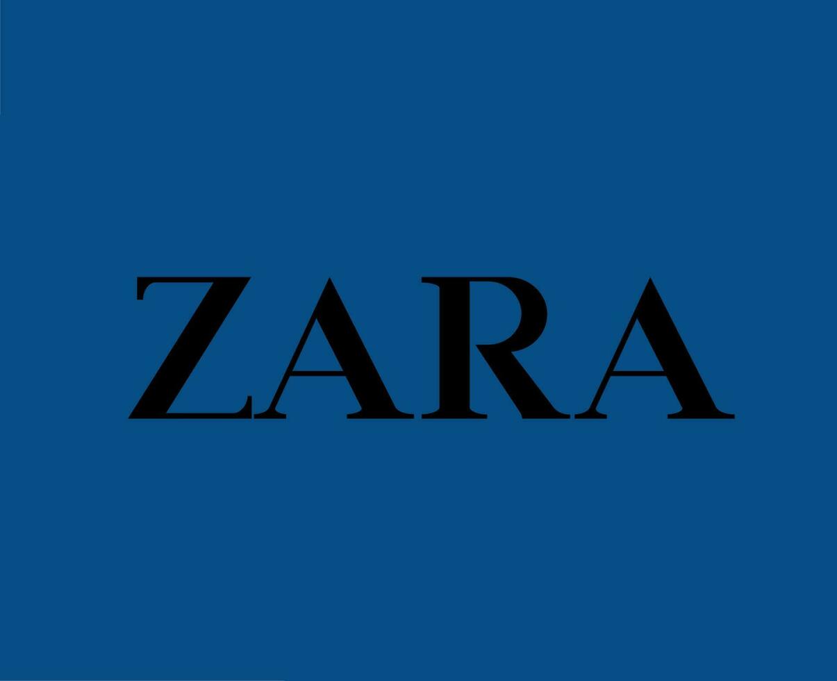 Zara Brand Logo Black Symbol Clothes Design Icon Abstract Vector Illustration With Blue Background