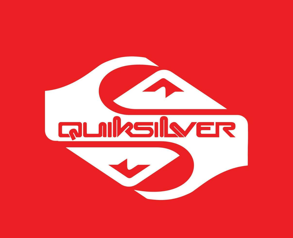 Quiksilver Symbol Brand Clothes With Name White Logo Design Icon Abstract Vector Illustration With Red Background