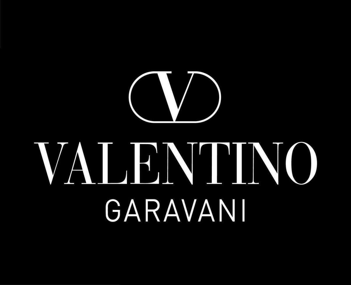 Valentino Garavani Brand Symbol White Logo Clothes Design Icon Abstract Vector Illustration With Black Background
