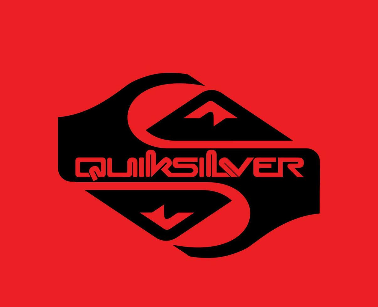 Quiksilver Symbol Brand Clothes With Name Black Logo Design Icon Abstract Vector Illustration With Red Background