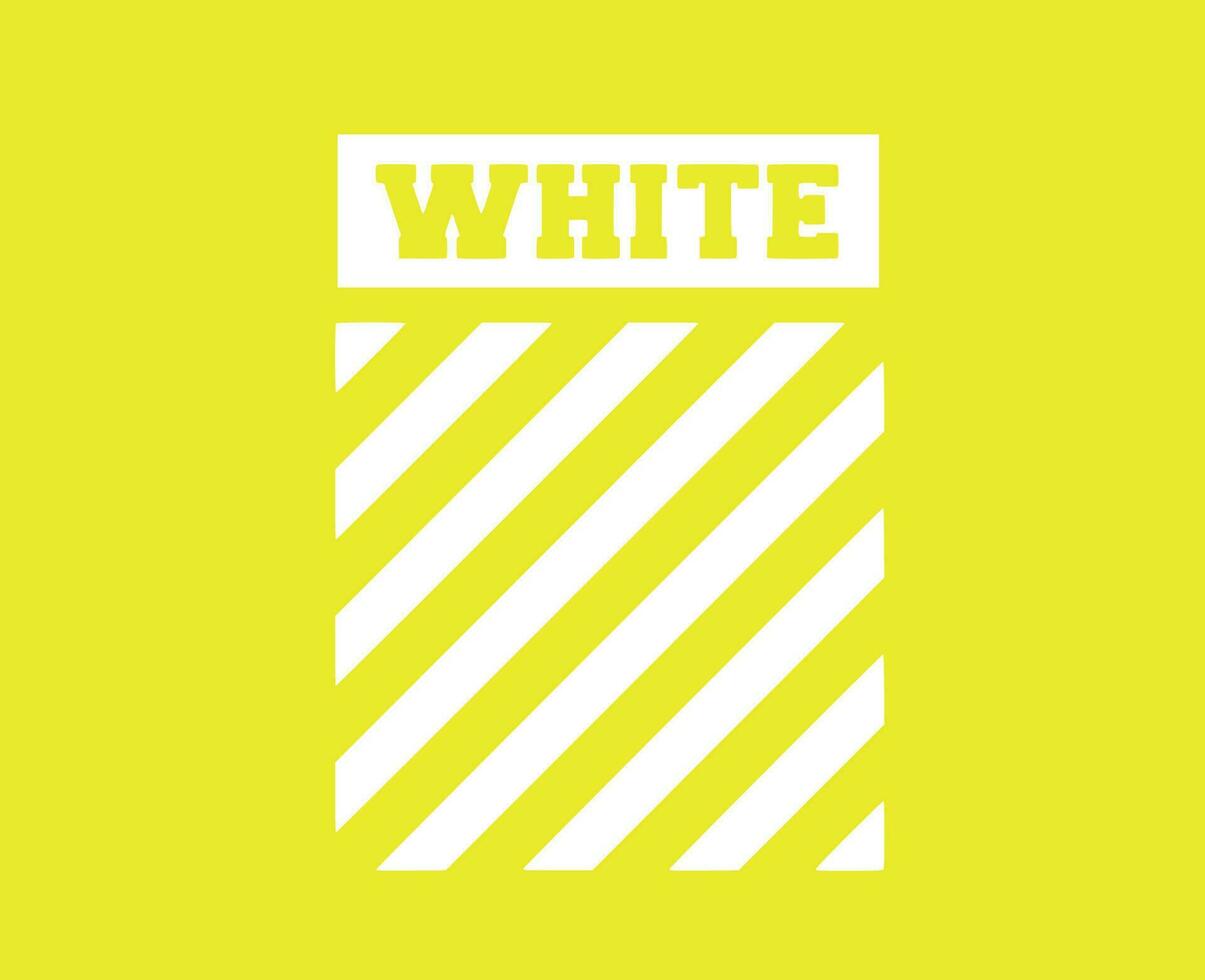 Off-White Symbol Clothes Logo White Design Icon Abstract Vector Illustration With Yellow Background