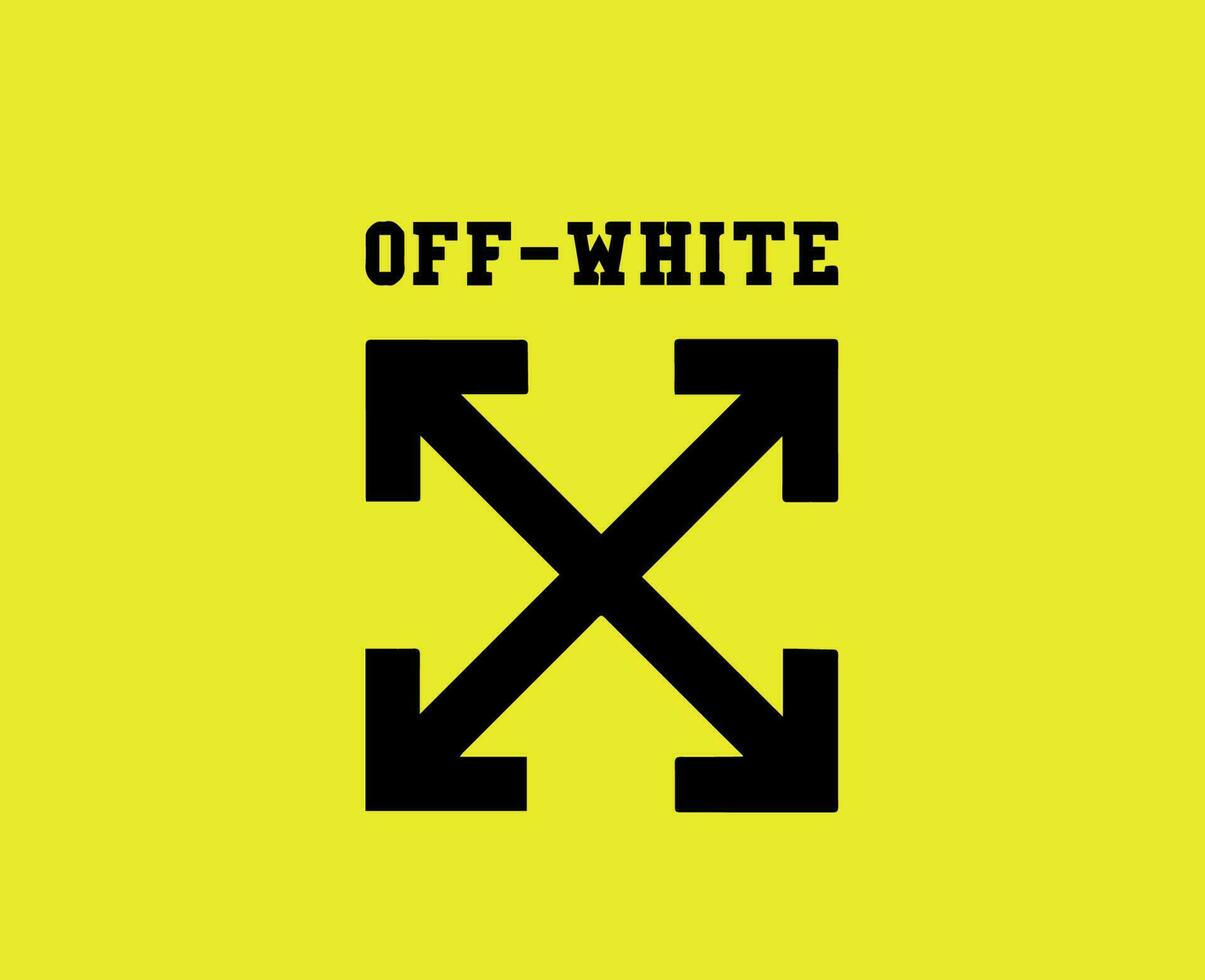 Off-White Symbol Logo With Name Black Clothes Design Icon Abstract Vector Illustration With Yellow Background