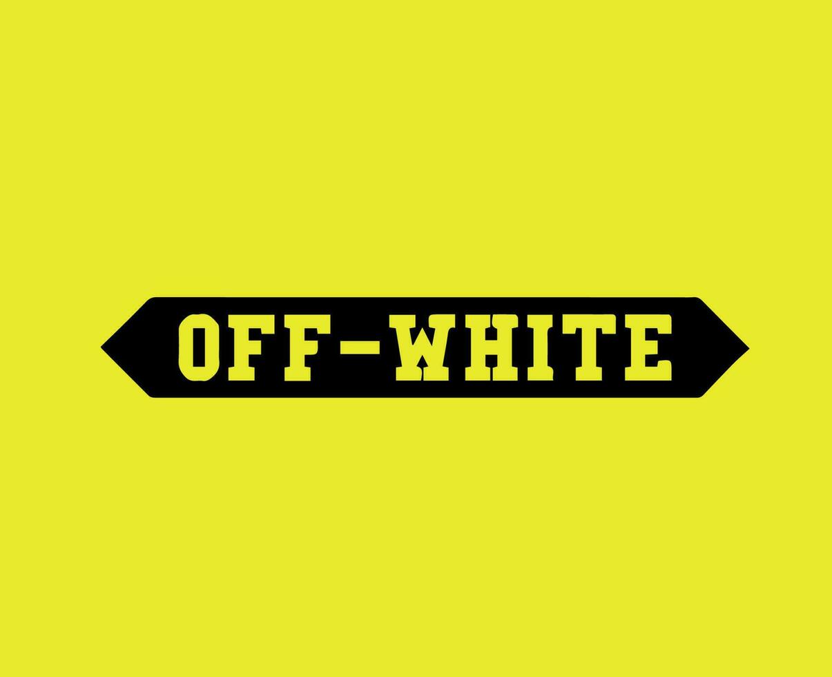 Off-White Logo Symbol Name Black Design Clothes Icon Abstract Vector Illustration With Yellow Background