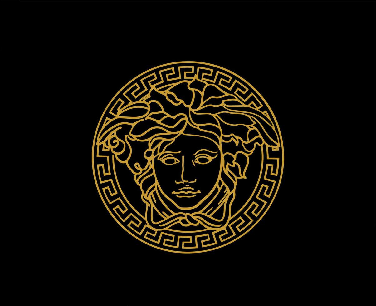 Versace marca símbolo marrón logo ropa diseño icono resumen vector ilustración con negro antecedentes