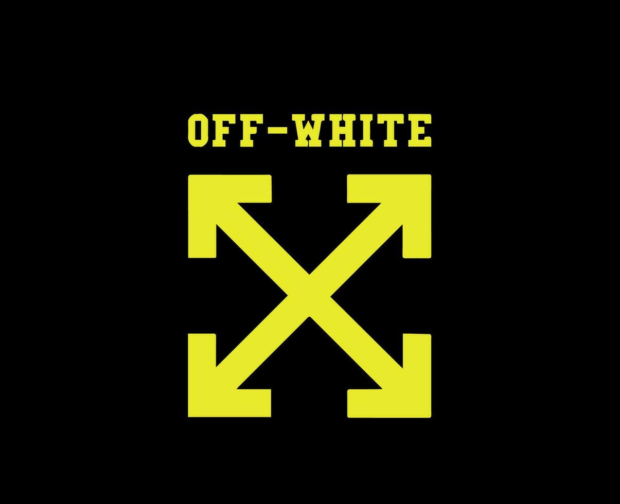 Off-White Symbol Logo With Name White Clothes Design Icon Abstract Vector Illustration With Yellow Background