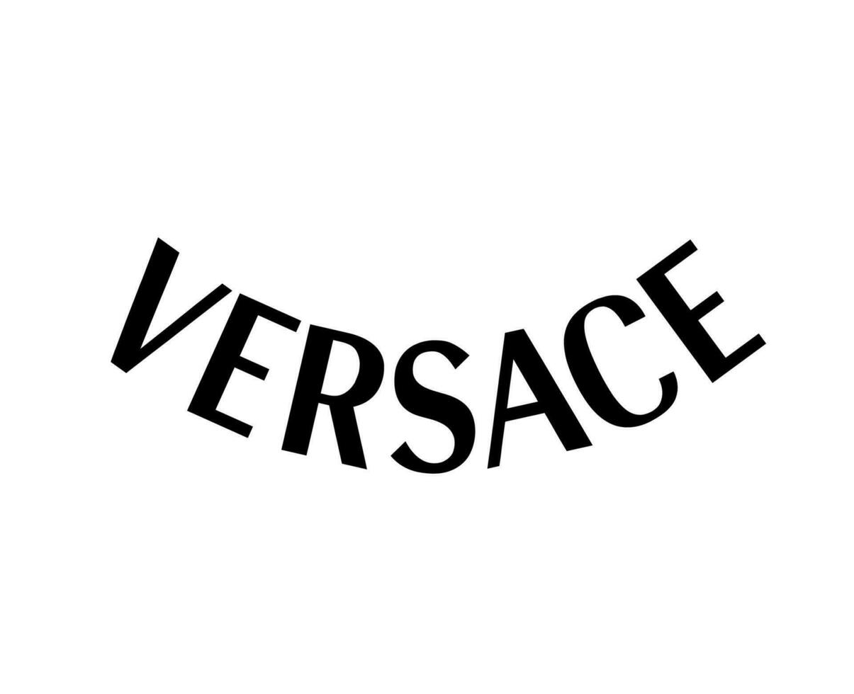 Versace marca símbolo nombre negro logo ropa diseño icono resumen vector ilustración