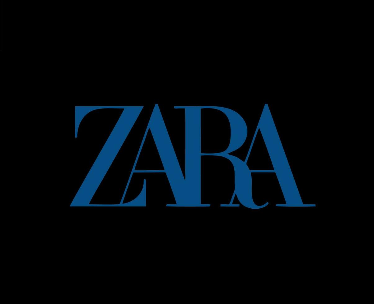 Zara Brand Logo Symbol Clothes Blue Design Icon Abstract Vector Illustration With Black Background