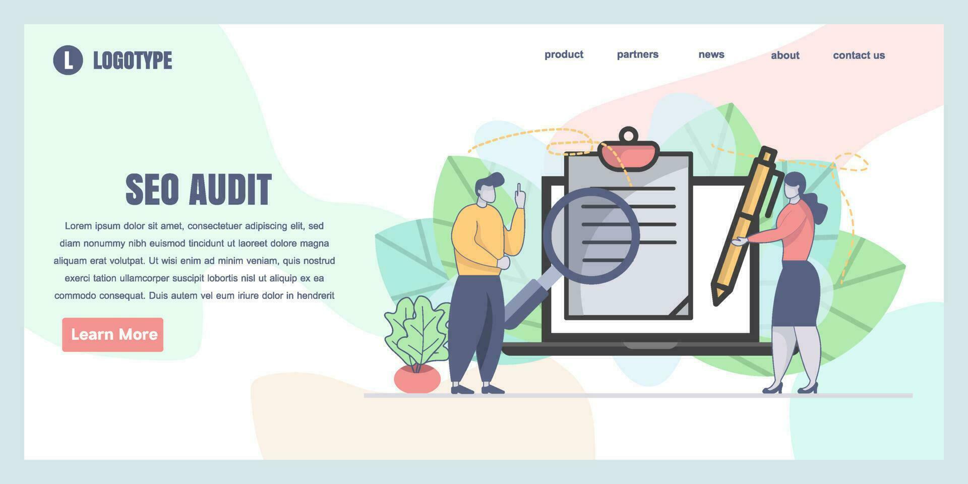 Landing page design templates for SEO Audit concept illustration, perfect for web design, banner, mobile app, landing page, Flat Vector illustration