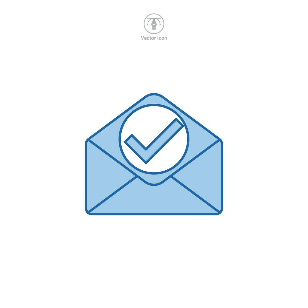 Check Mark on mail icon symbol template for graphic and web design collection logo vector illustration