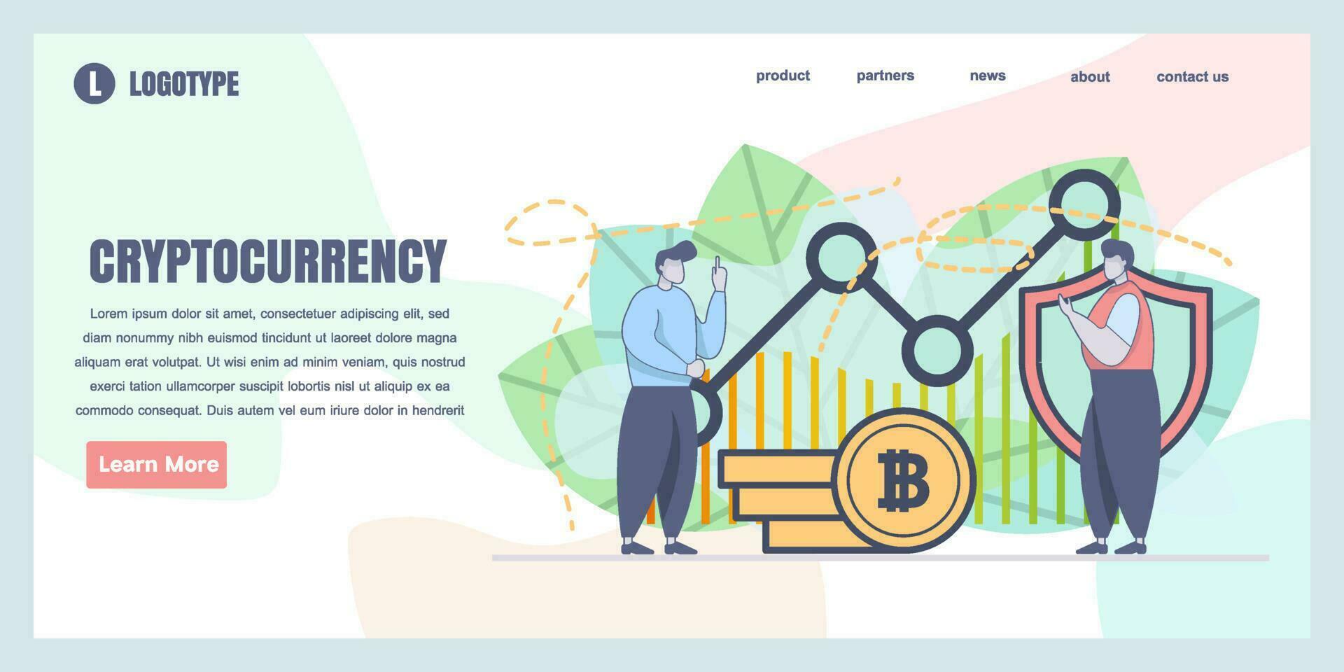 Landing page design templates for Cryptocurrency concept illustration, perfect for web design, banner, mobile app, landing page, Flat Vector illustration