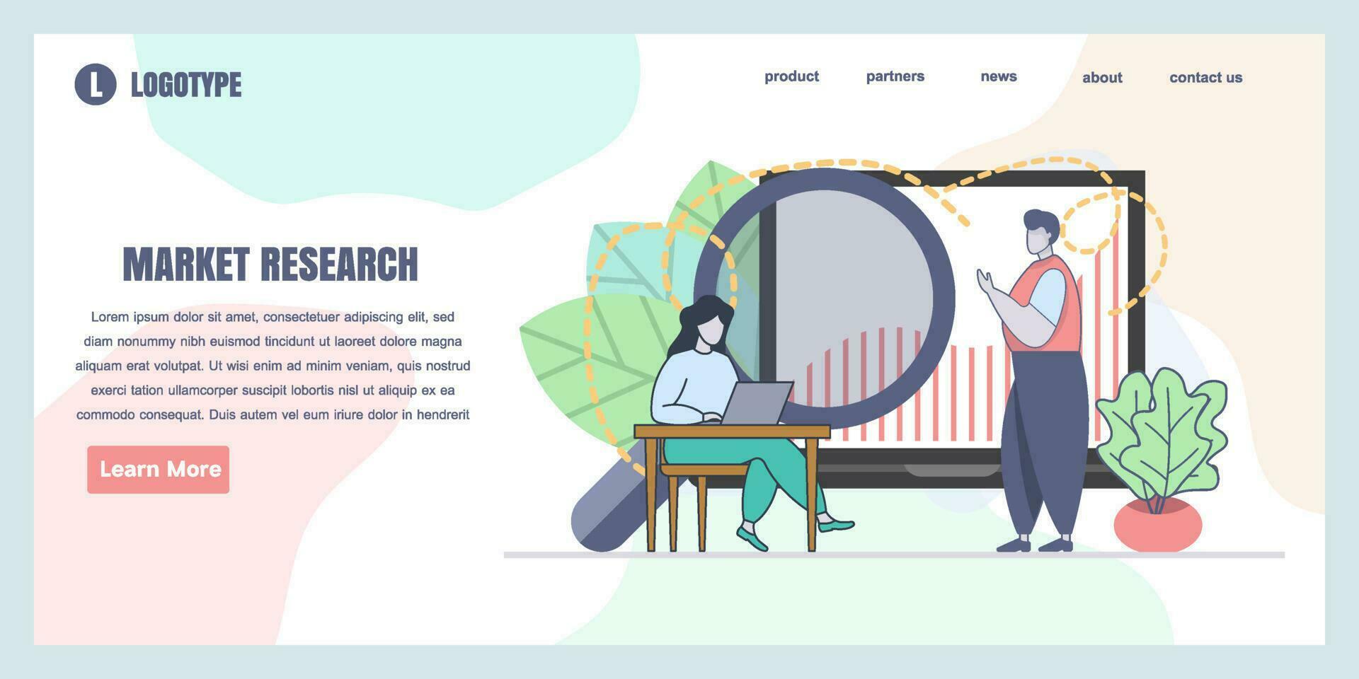 Landing page design templates for market research concept illustration, perfect for web page design, banner, mobile app, landing page, Flat Vector illustration