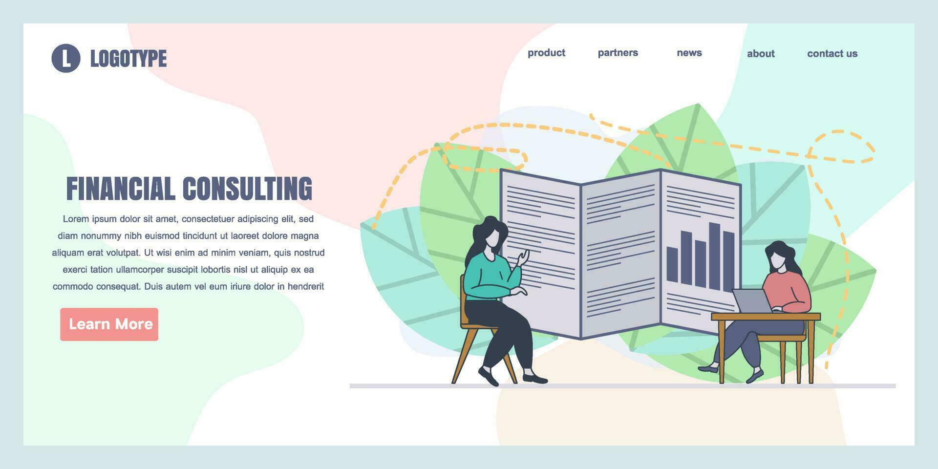 Web page design templates for financial consulting concept illustration, perfect for web page design, banner, mobile app, landing page, Flat Vector illustration