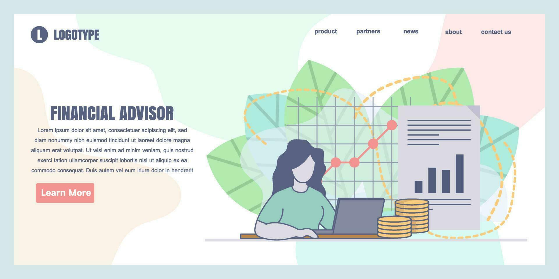 web página diseño plantillas para financiero tutor concepto ilustración, Perfecto para web página diseño, bandera, móvil aplicación, aterrizaje página, plano vector ilustración