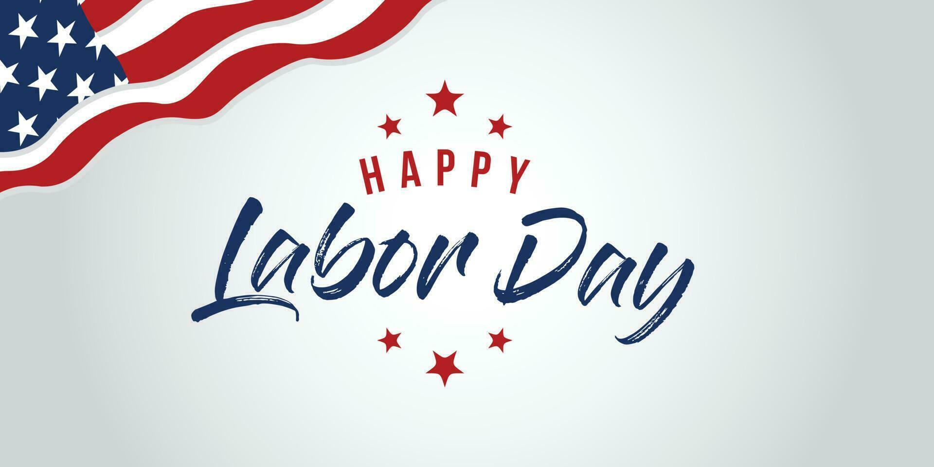 Labor Day greeting card with brush stroke background in United States national flag. Premium Vector