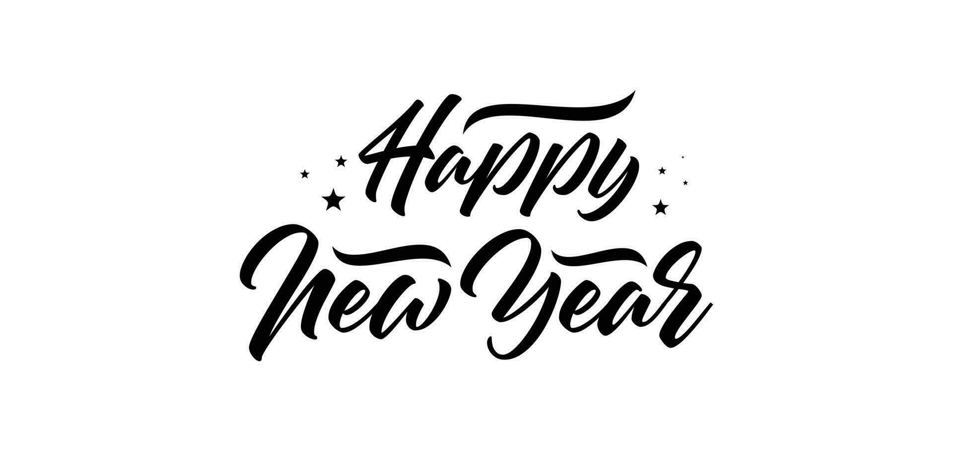 Happy New Year hand-lettering text. Handmade vector calligraphy collection