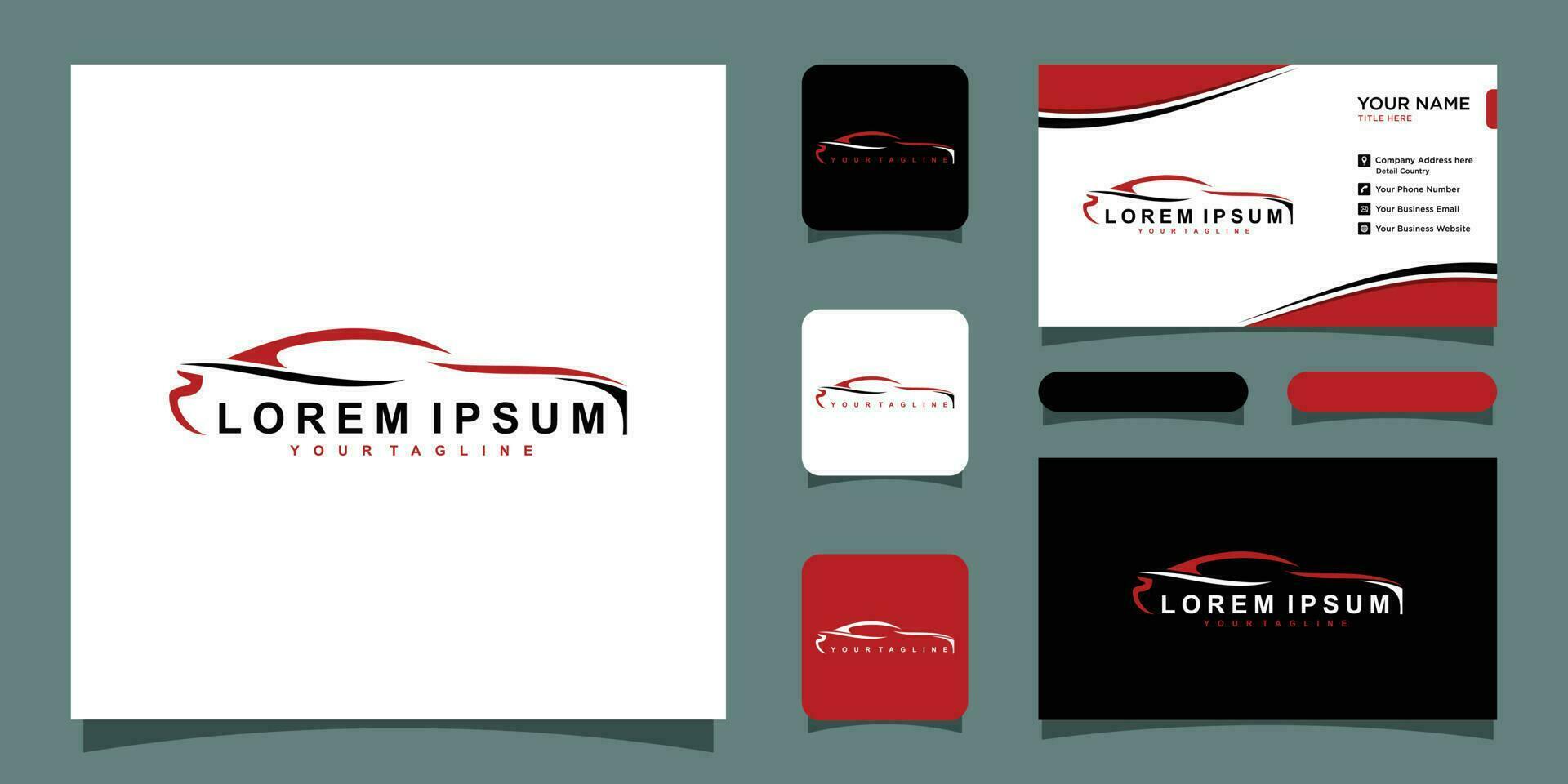 Speed Auto car Logo Template vector icon with business card design Premium Vector