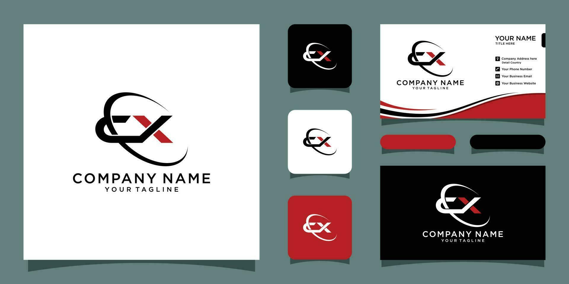 Initial Letter CX or XC Logo Template Design with business card design Premium Vector