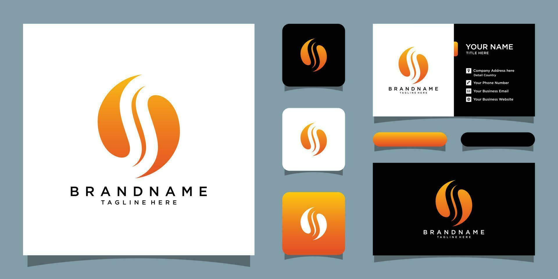 Letter S vector logo abstract with fire shapes with business card design Premium Vector