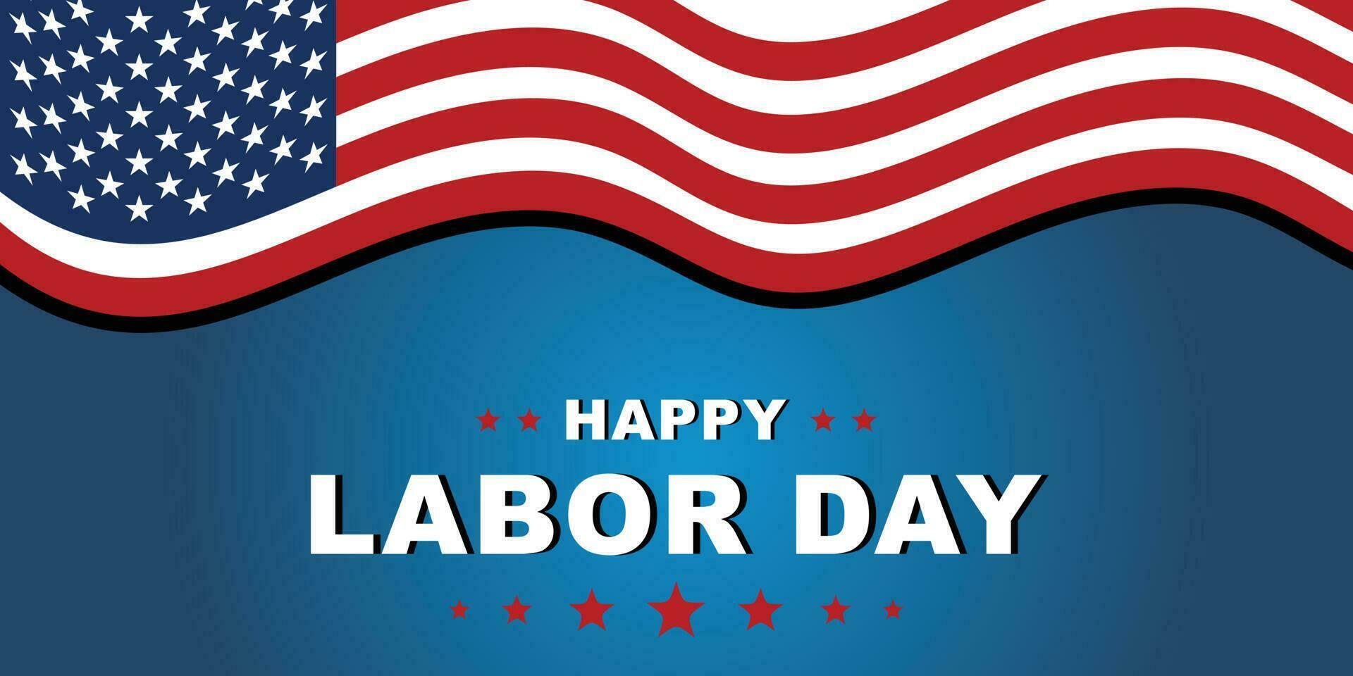 Happy Labor Day Vector greeting card or invitation card. Illustration of an American national holiday with a US flag.