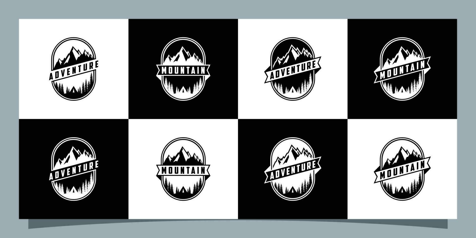 Set of Vintage Adventure and mountain logo design Premium Vector