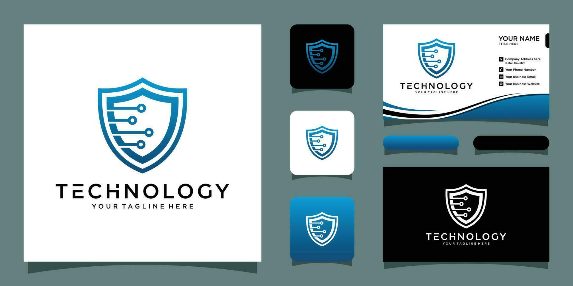 Security logo technology for your company, shield logo for security data and business card Premium Vector