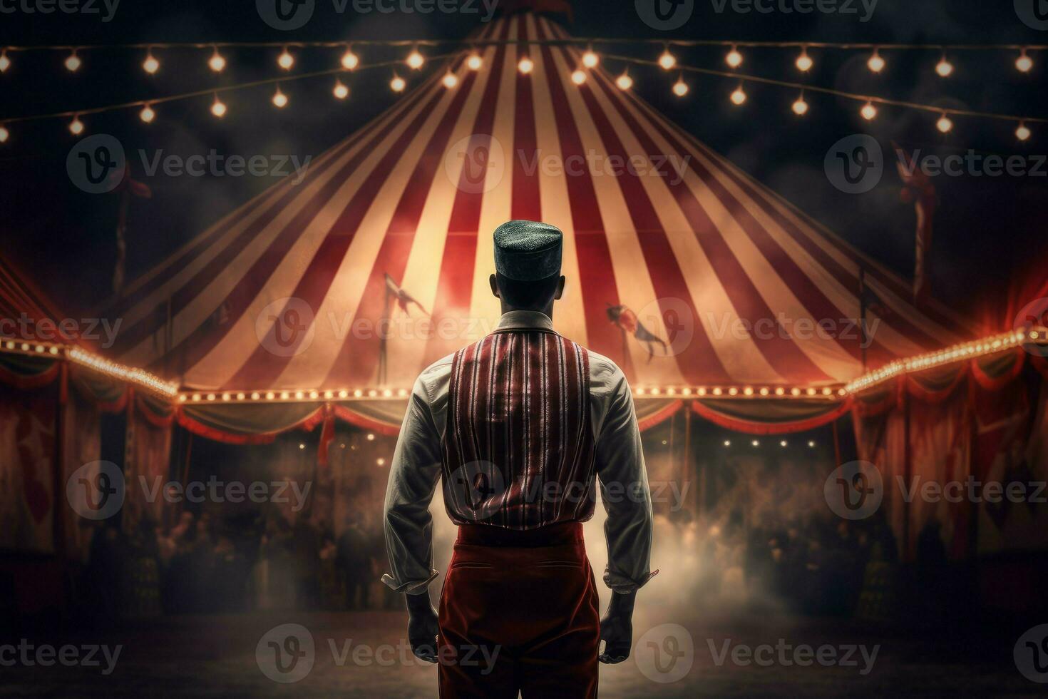 Circus tent arena performer man. Generate Ai photo