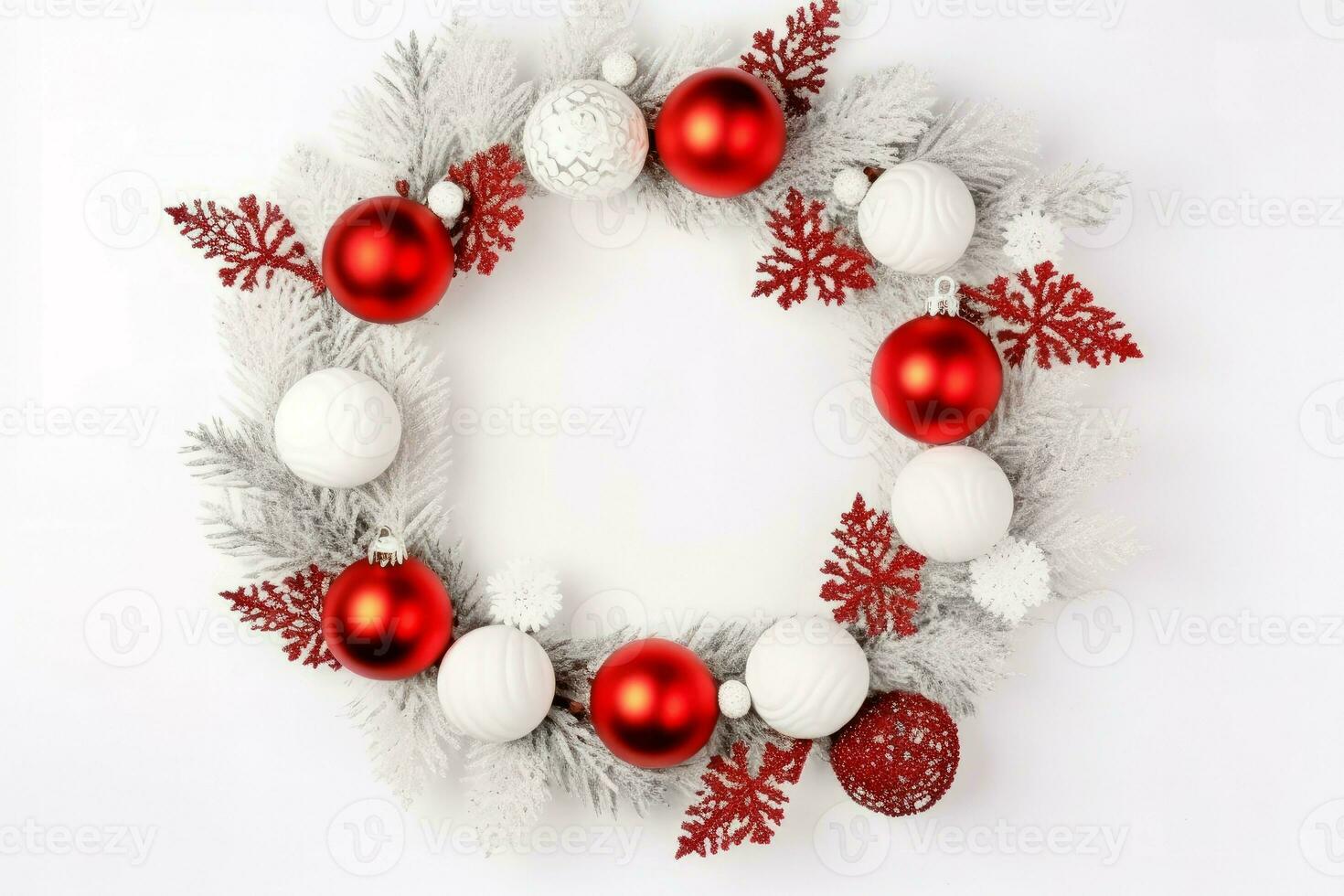 Round christmas frame. Generate Ai photo