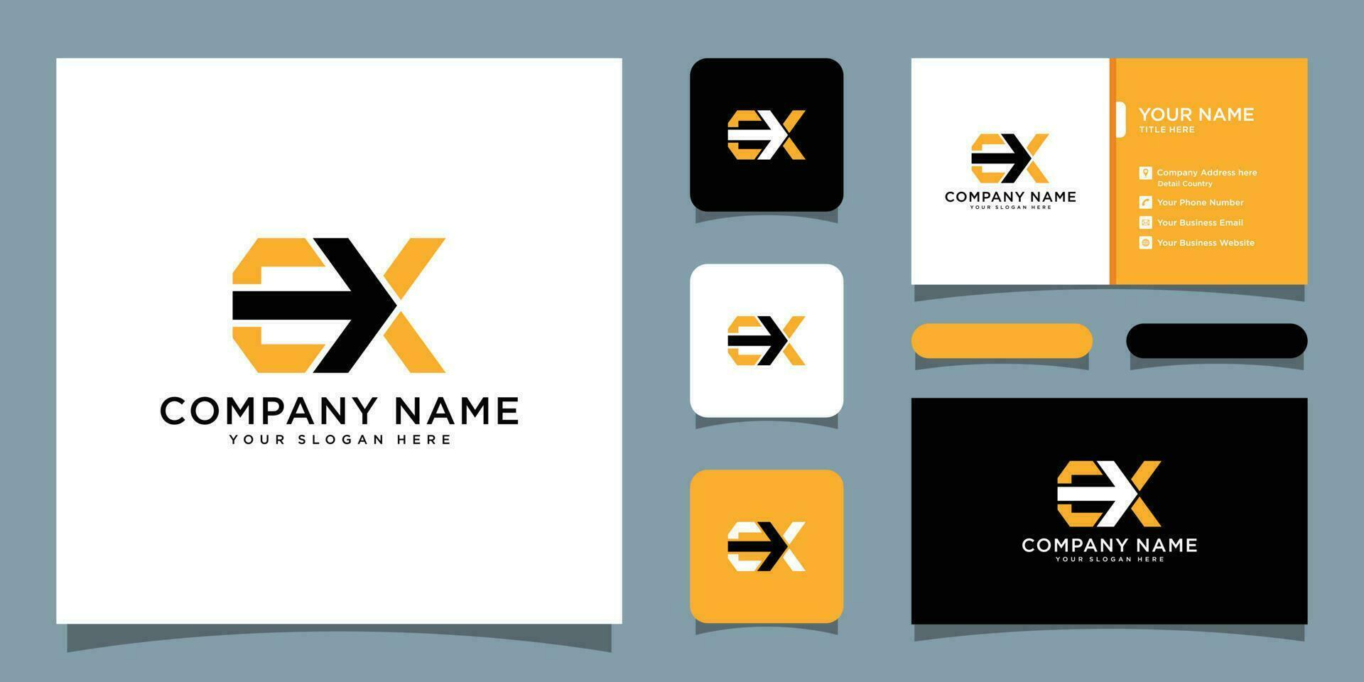 resumen letra logo modelo inicial ex con negocio tarjeta diseño prima vector