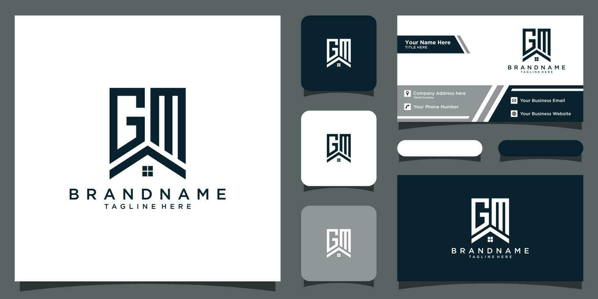 Initial Letter GM Minimalist Modern Logo with business card design Premium Vector