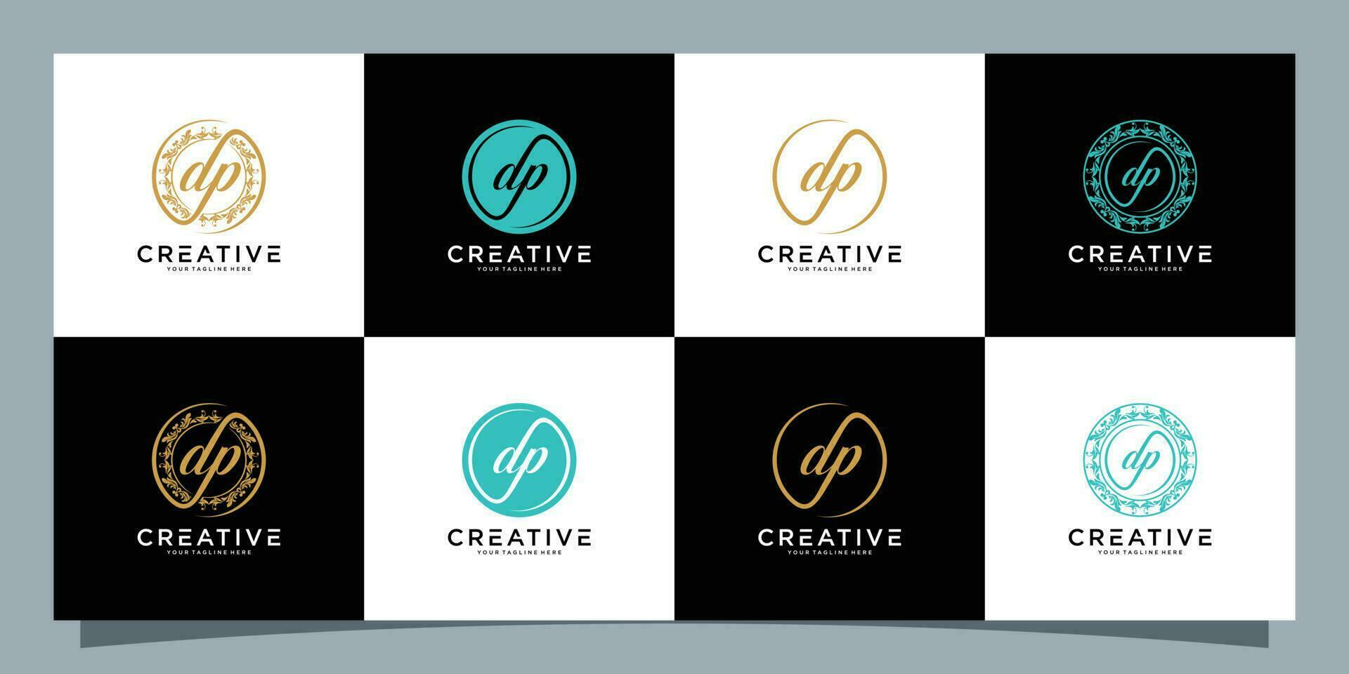 Set of initials letter dp abstract logo vector design