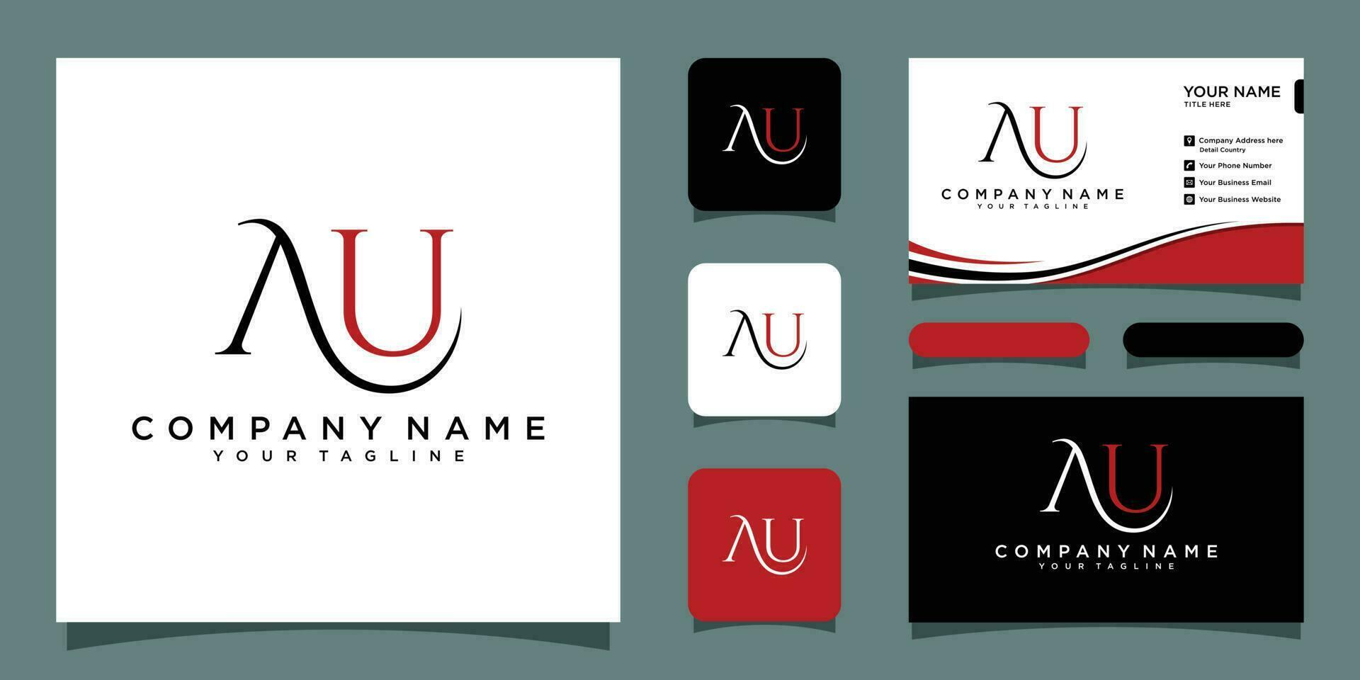 AU or UA logo. Company logo. Monogram design. Letters A and U  Premium Vector