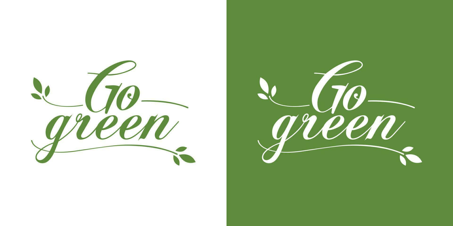 Modern Go Green Environment Label Logo Illustration. Premium Vector