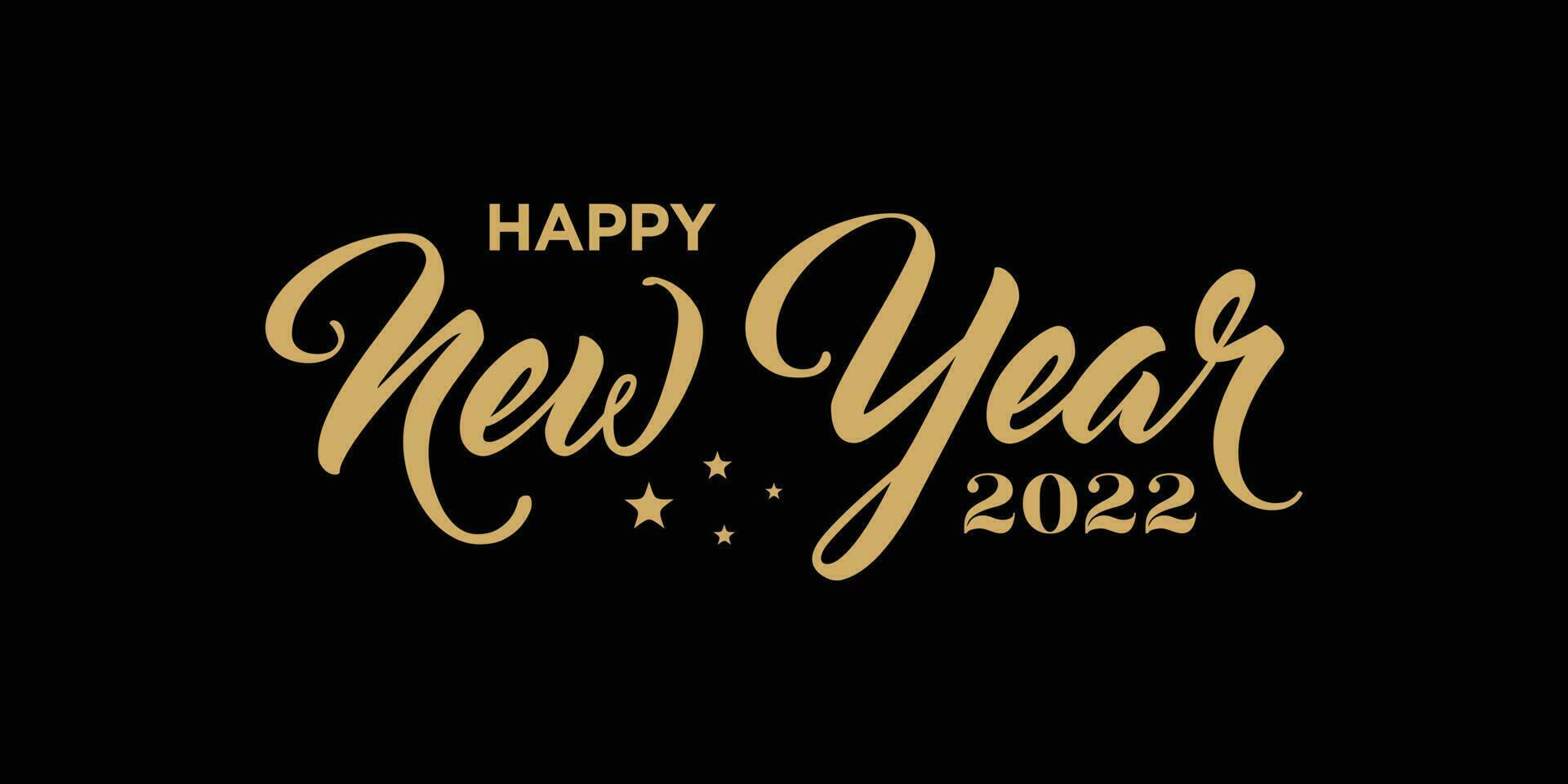 Happy New Year hand-lettering text. Handmade vector calligraphy collection