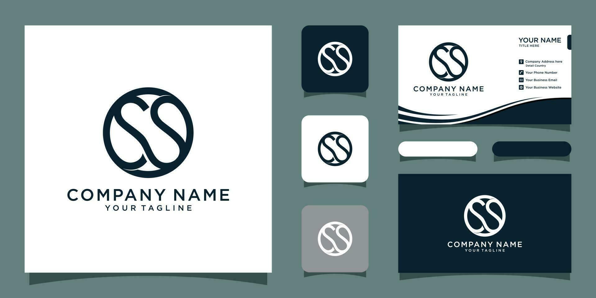 Initial SS logo design with business card design Premium Vector