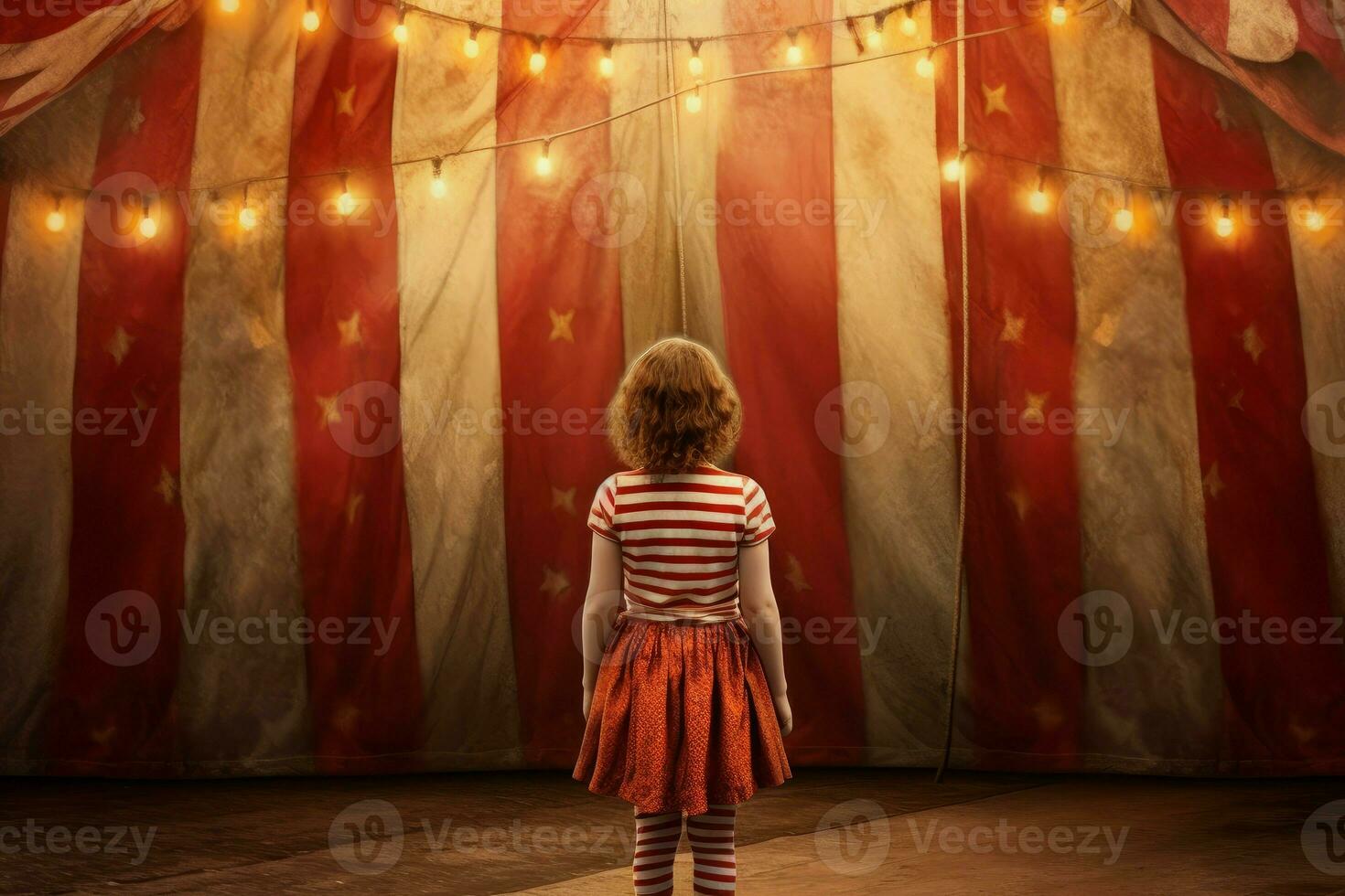 Circus tent arena performer girl. Generate Ai photo