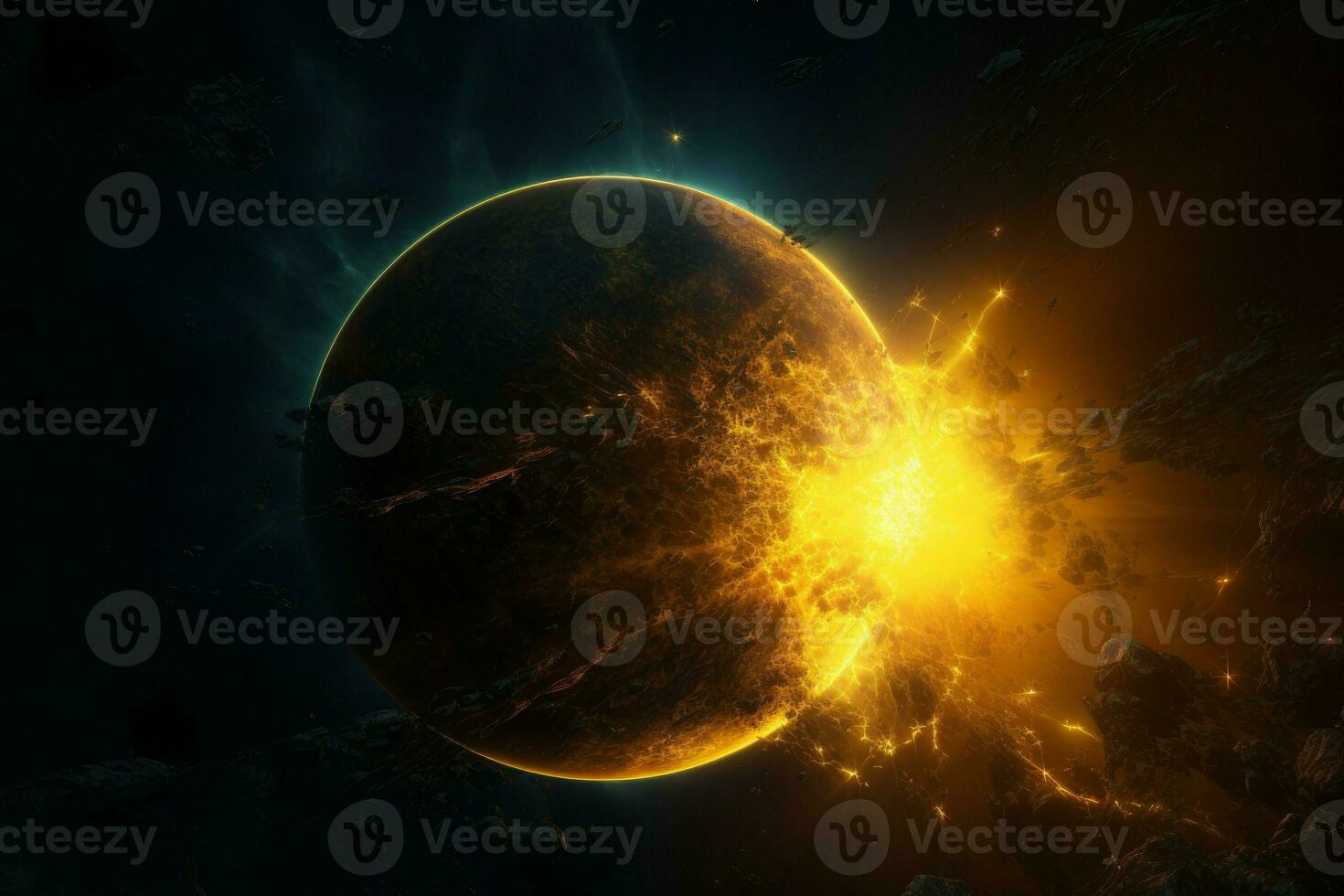 Sun space explosion. Generate Ai photo