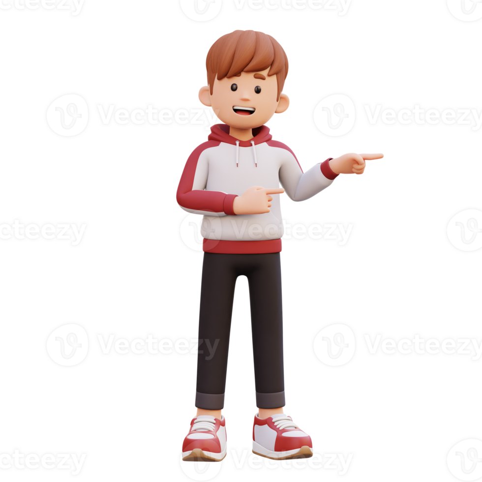 3d male character pointing left png